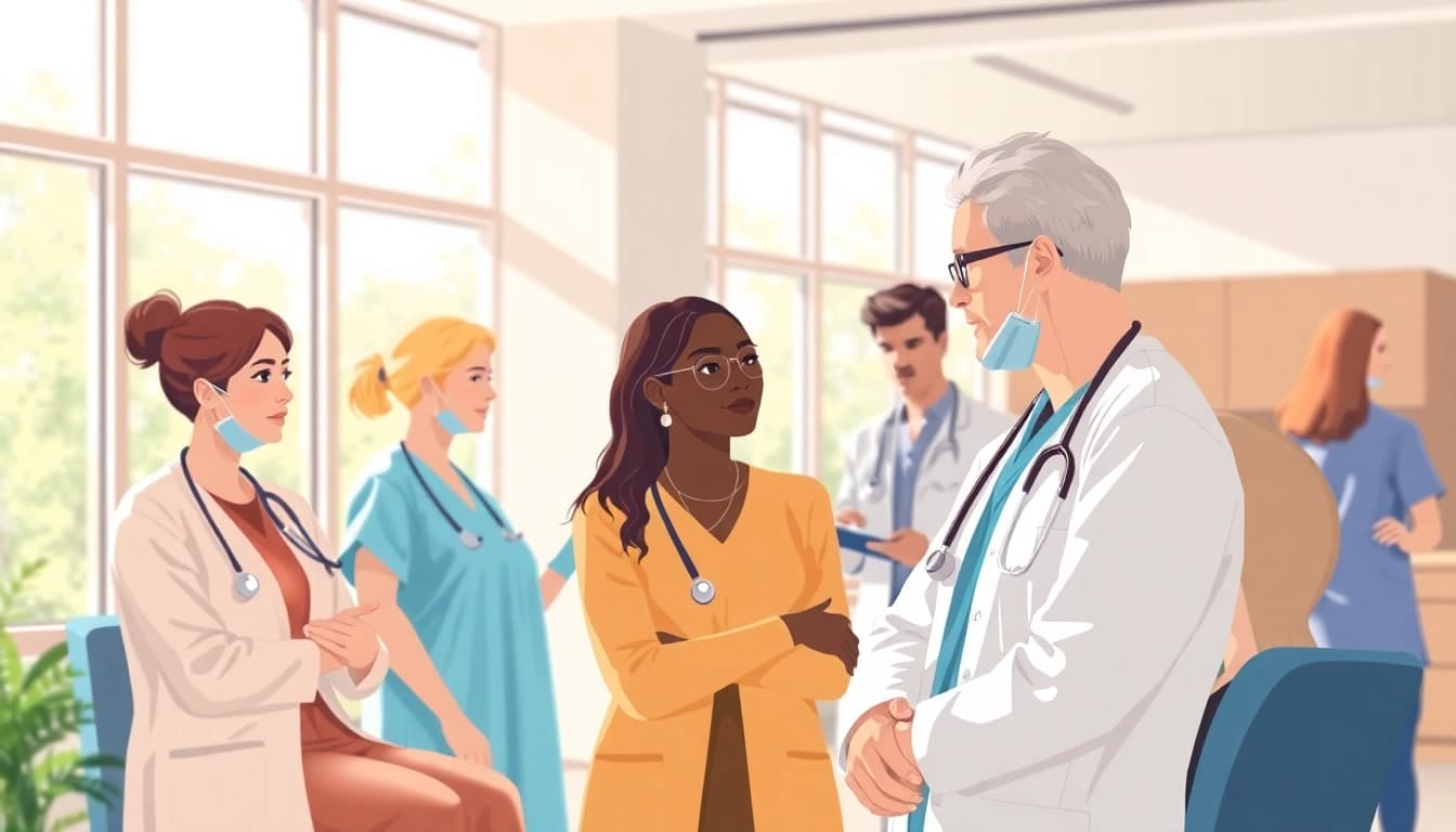Health professionals providing compassionate care in a supportive environment.