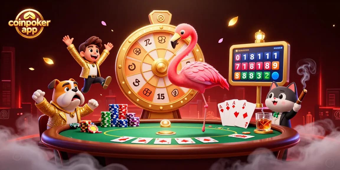 Jouer sur l'application coinpoker app tout en célébrant des gains autour d'une table de poker dynamique.