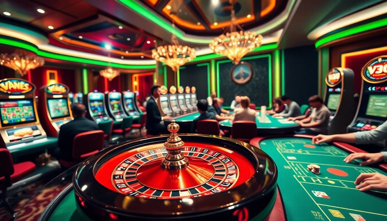 Experience excitement at the Vua99 casino with vibrant gaming tables and engaging players.