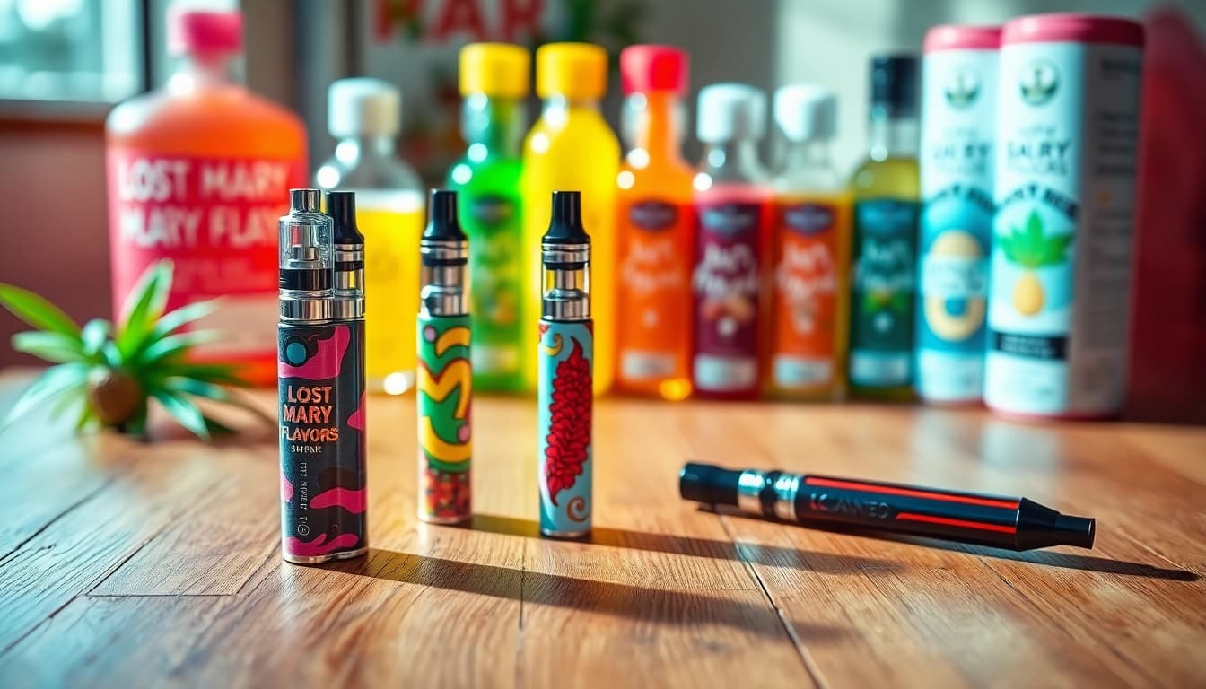 Explore unique Lost Mary Flavors vape devices beautifully arranged for an inviting look.
