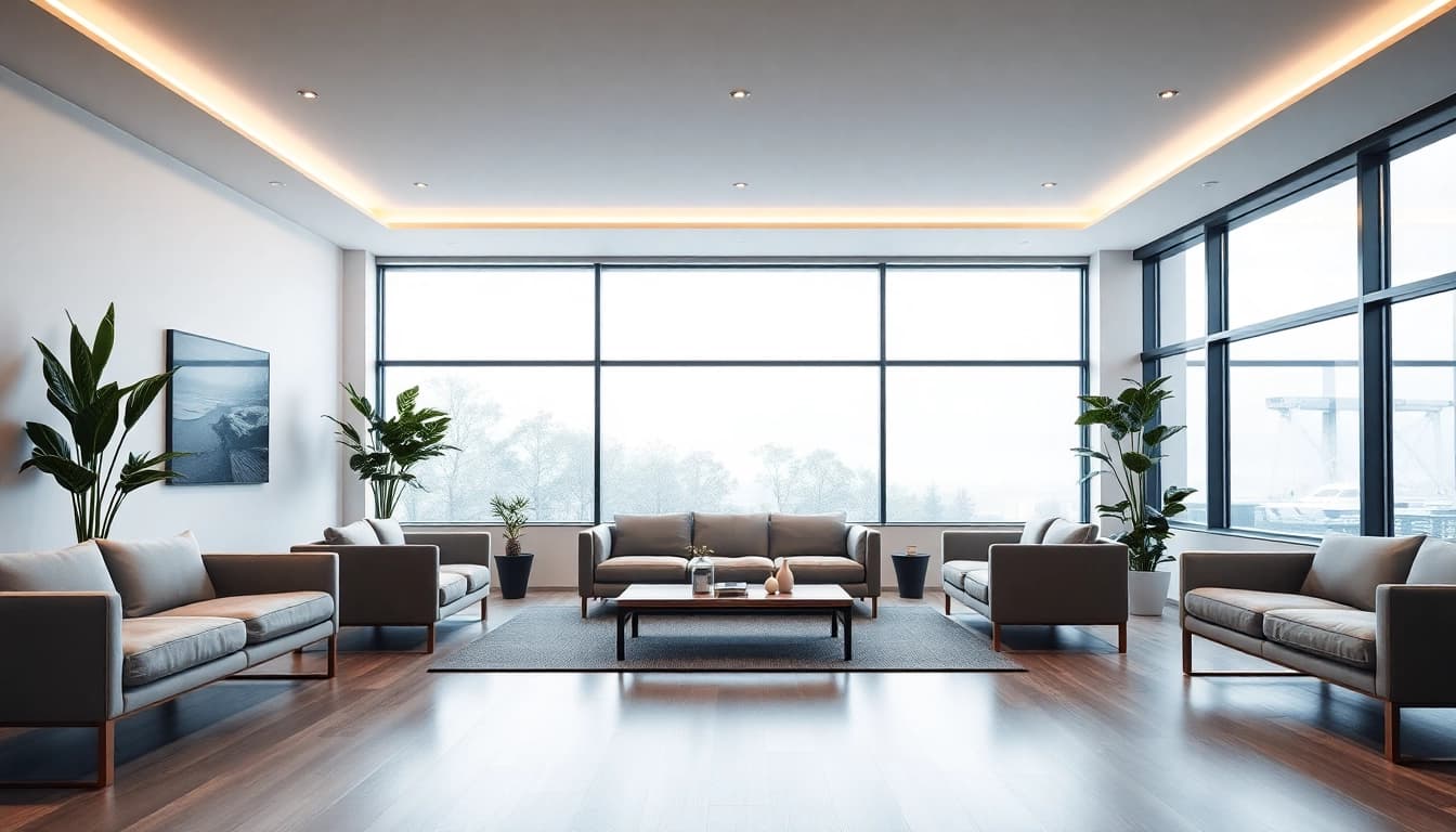 Sleek Illumination in a modern interior design showcasing minimalist decor and soft lighting.