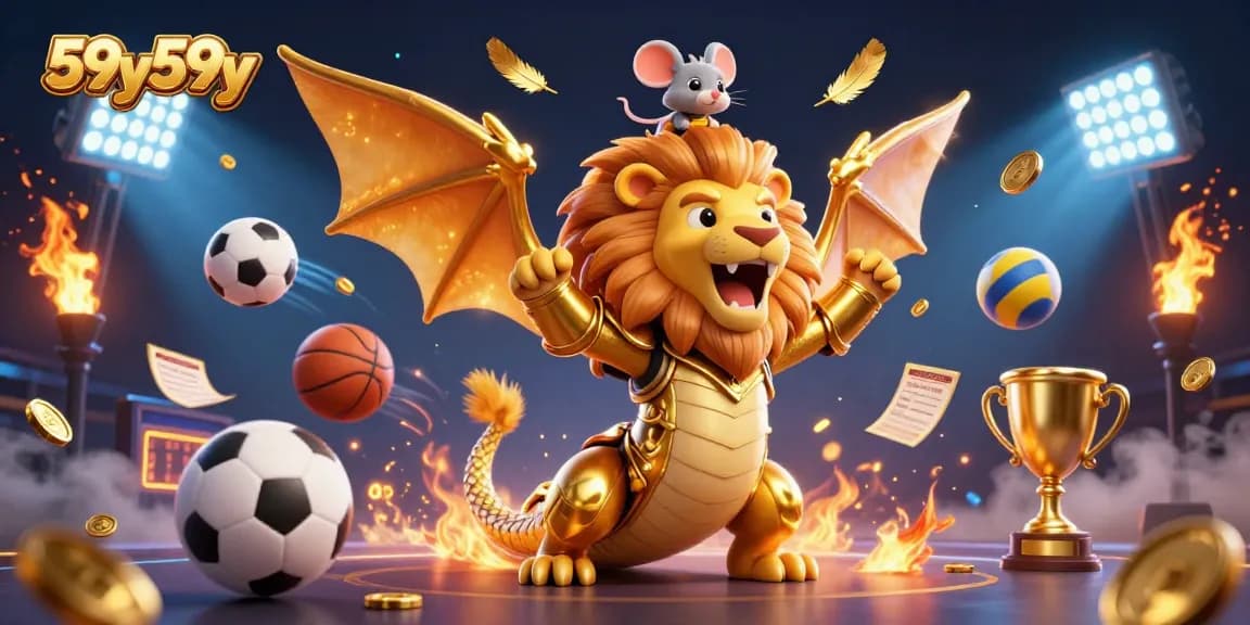 Experience thrilling sports action with 59y59y, showcasing a golden chimera and dynamic betting elements.