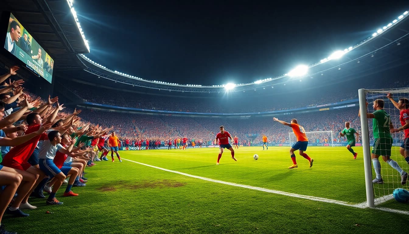 ผลบอลล่าสุด ในเกมฟุตบอลที่มีความร้อนแรง พร้อมภาพประทัดท่ามกลางแฟนบอลที่ตื่นเต้น
