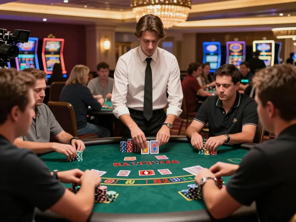 Players engaged in blackjack strategy at FAFA 828 casino table, capturing dynamic gameplay.