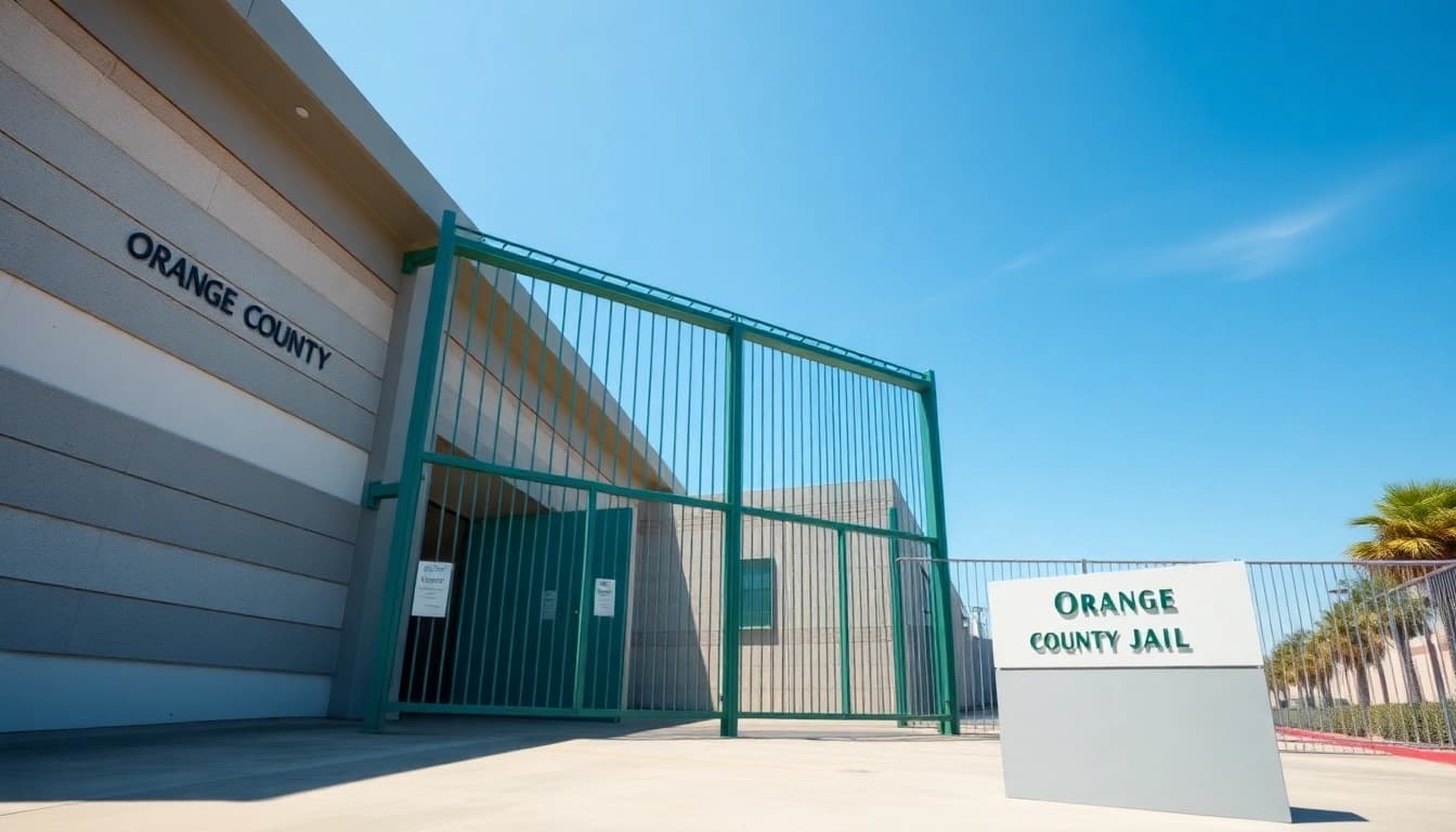 Engaging Orange County Inmate search interface at a jail facility.