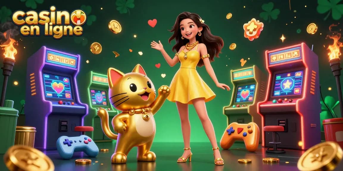 Découvrez un gameplay vibrant dans un casino en ligne avec des personnages joyeux et des éléments de jeu.