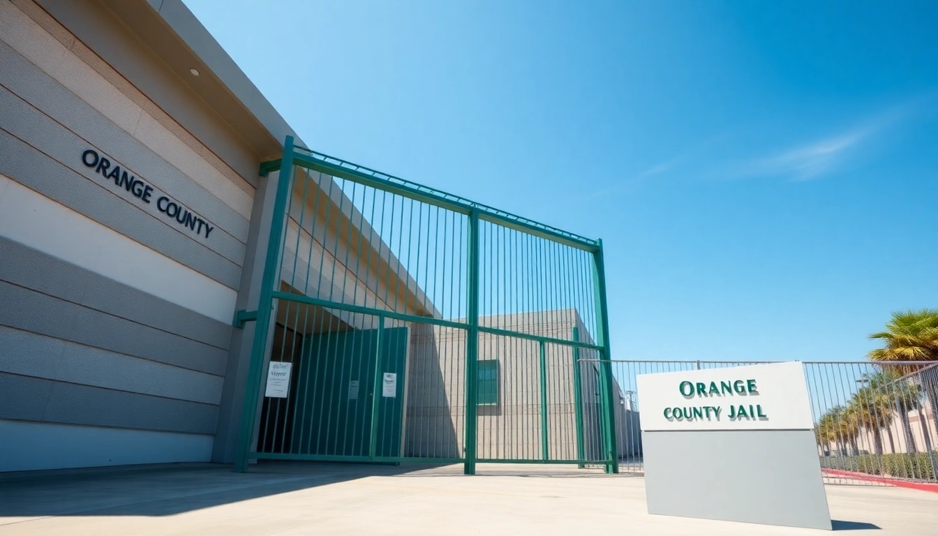 Engaging Orange County Inmate search interface at a jail facility.