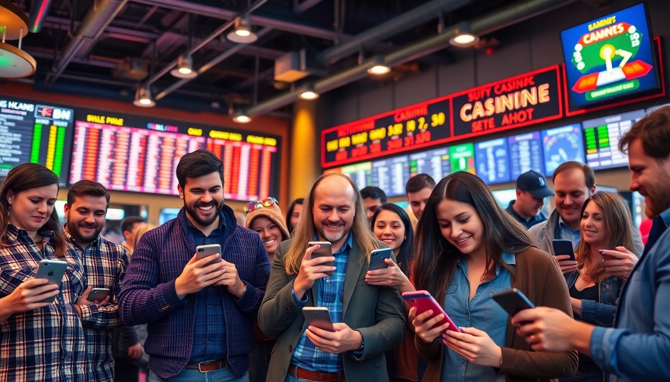 Engage with sports betting sites Oklahoma in a lively setting featuring enthusiastic gamblers.