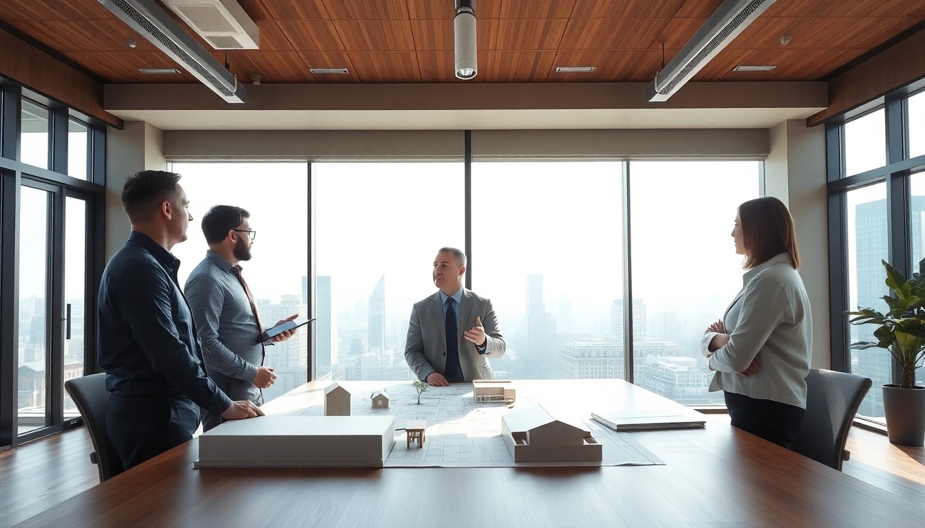 Architectural consultation Boston in a modern office with large windows and city views.
