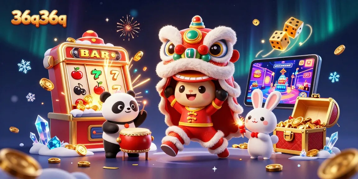 36q36q engages players with vibrant slot machine action and festive character scene