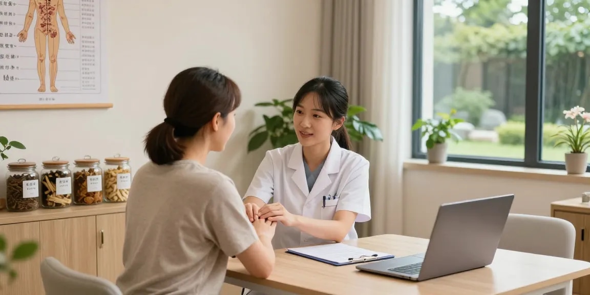 Warm wellness consultation at 수원한의원, showcasing personalized herbal treatments in a serene clinic.