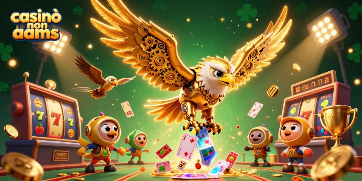 Gioca e vinci nei casinò non AAMS, con uno sfondo di giochi d'azzardo e successo.