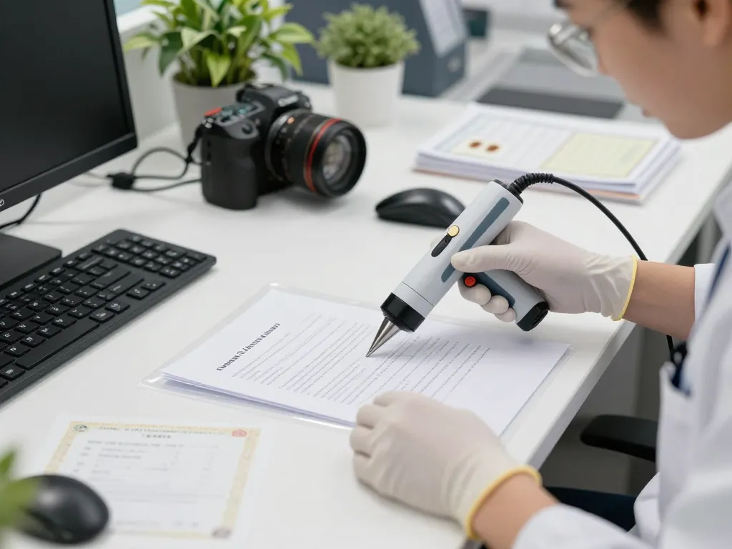 Expert restoring documents by bóc ép plastic layers safely without damage in a professional office.