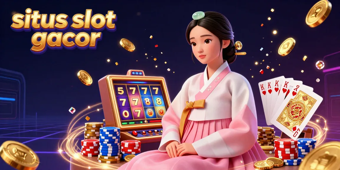 Experience situs slot gacor with a vibrant scene of winning elements and an elegant figure among cascading rewards.