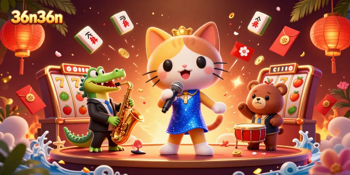 Experience the vibrant excitement of 36n36n with colorful casino characters and symbols.