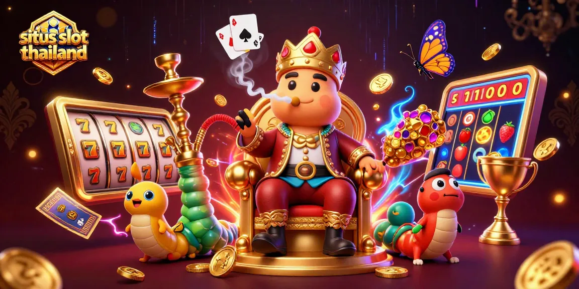 Experience excitement at situs slot thailand with a vibrant 3D illustration of dynamic slot games and winning symbols.