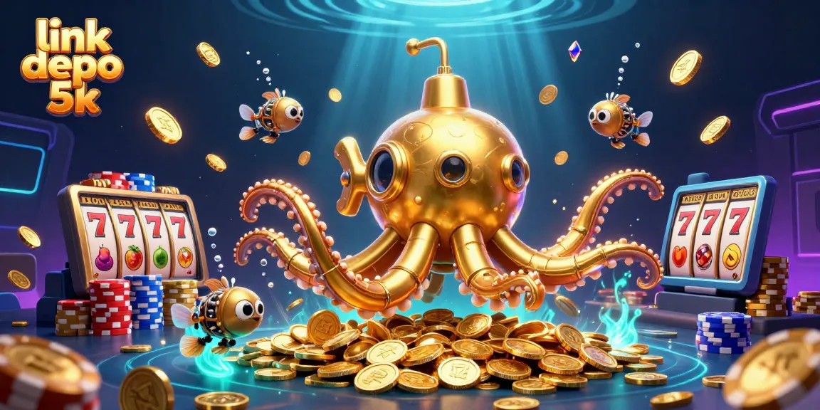 Win big at link depo 5k with a captivating 3D underwater casino scene full of golden coins and thrilling slot reels.