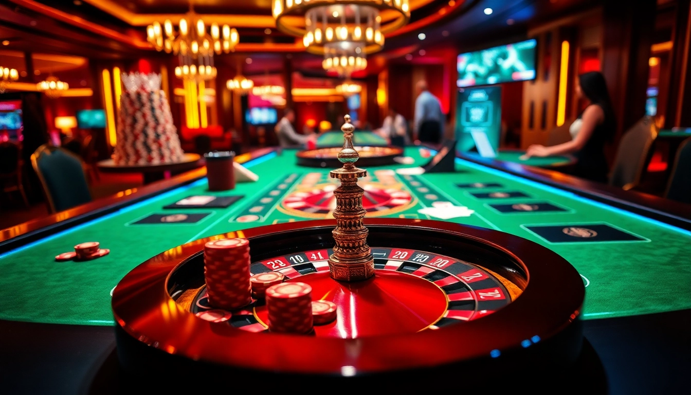 Joueurs engagés profitant d'une expérience de casino en ligne fiable avec des tables vibrantes et des interfaces numériques.