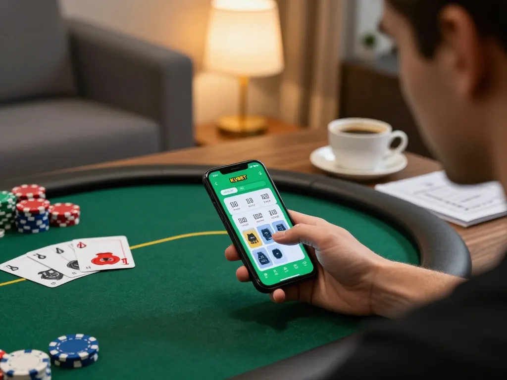 Engaging gameplay on the KUBET app, showcasing a player's winning hand during online poker.