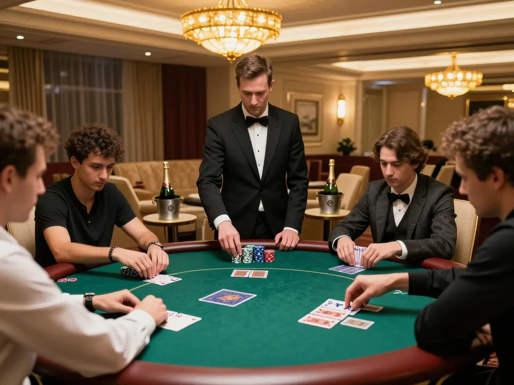 kkwin VIP poker game in action with focused players and luxury setting.