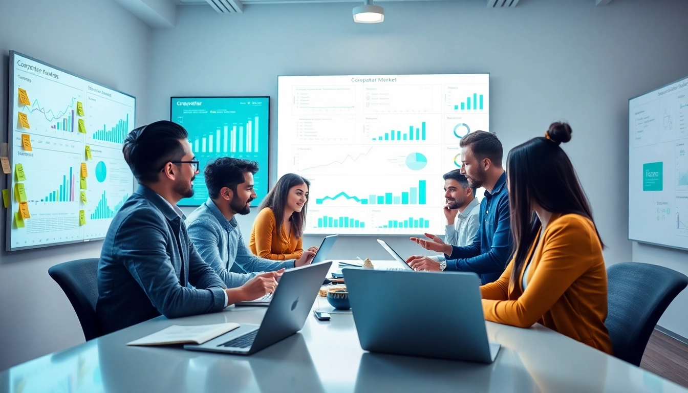 Utilize AI for competitor analysis in a collaborative and strategic environment with diverse professionals.