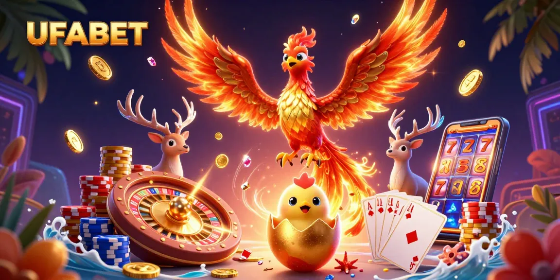 Play and win with UFABET's dynamic gaming experience featuring vibrant casino elements.