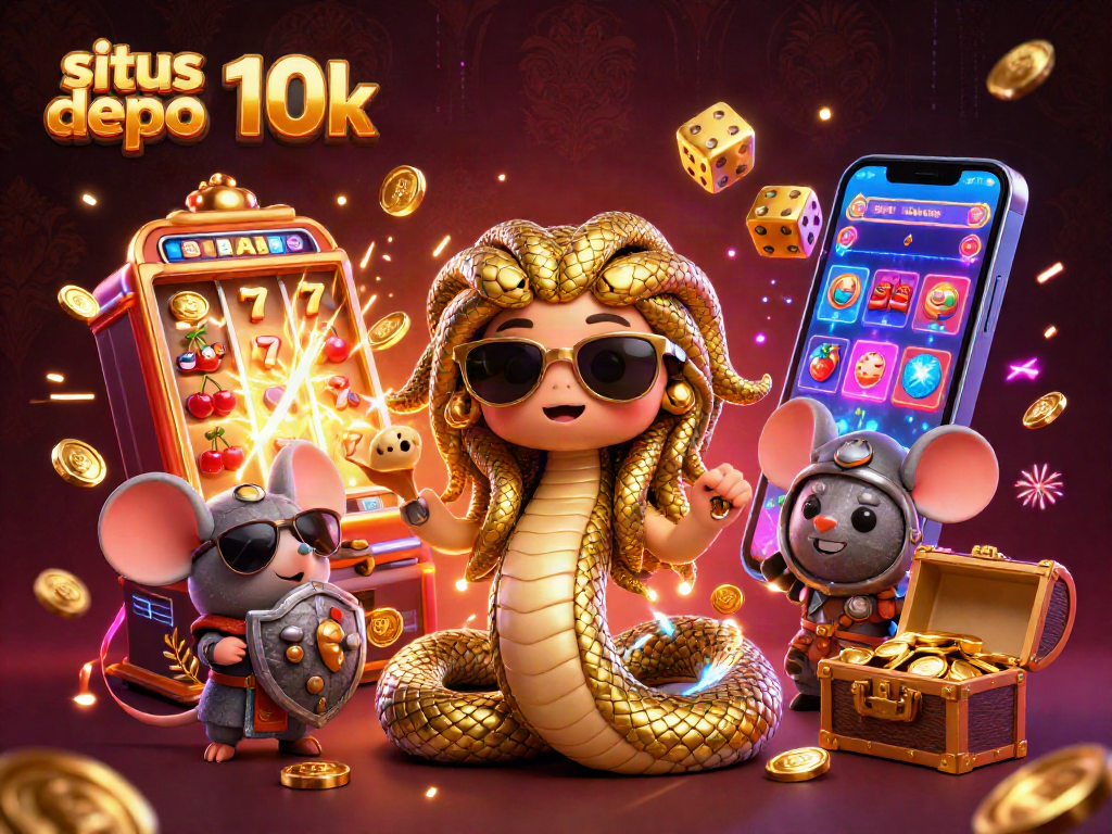 Engage in situs depo 10k excitement with vibrant characters and casino action elements.