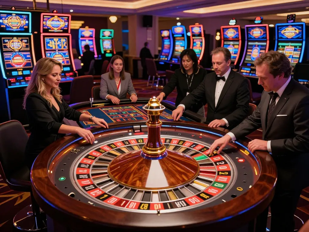 Players engaging at a roulette table emphasizing the excitement of f8betz casino gaming.
