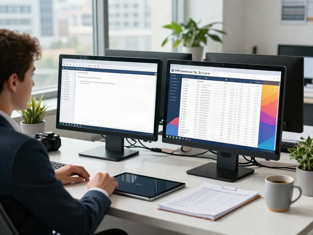 Tax professional using Professional Tax Software in a modern office.
