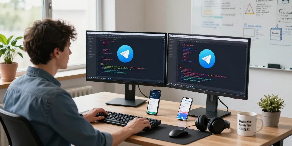 Developer showcasing the features of 纸飞机中文版 in a modern tech workspace.