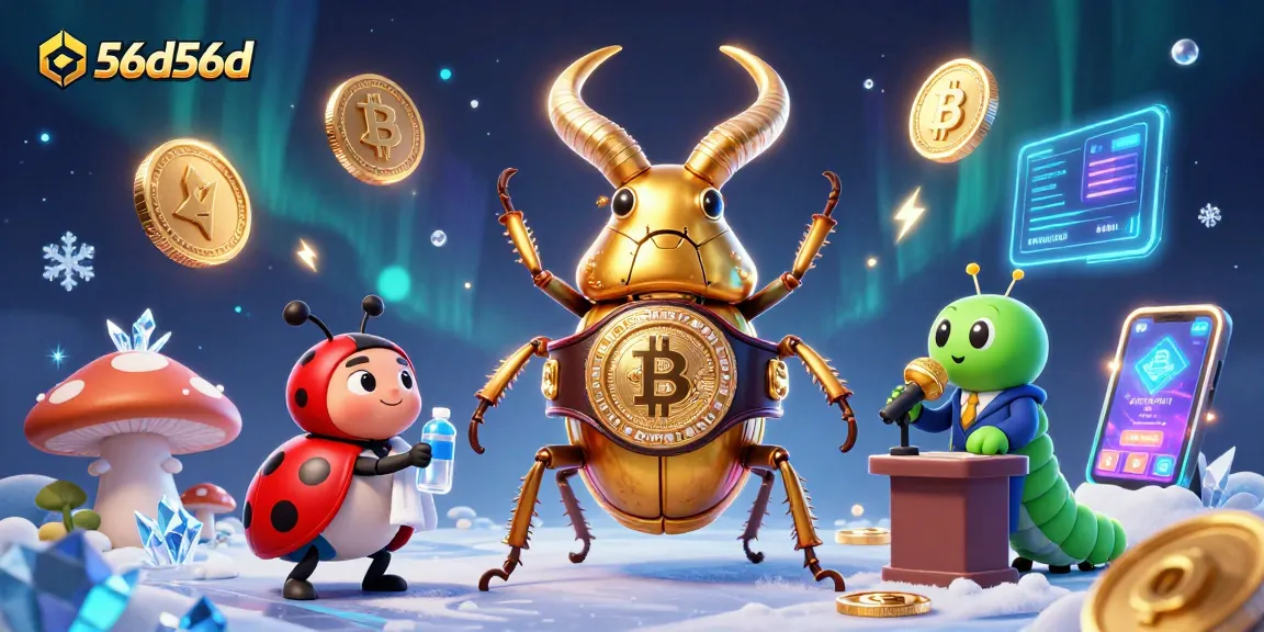 Engage with 56d56d's vibrant casino world featuring a giant stag beetle and enchanting game elements.