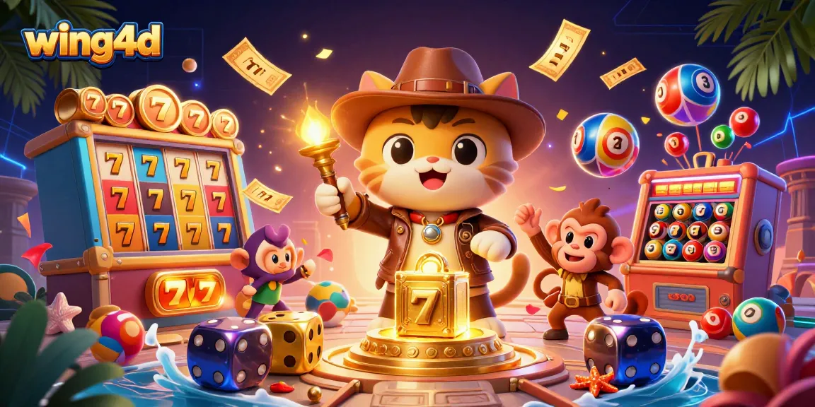 Engage in thrilling gaming with wing4d as a cat archaeologist uncovers treasures in a vibrant casino.