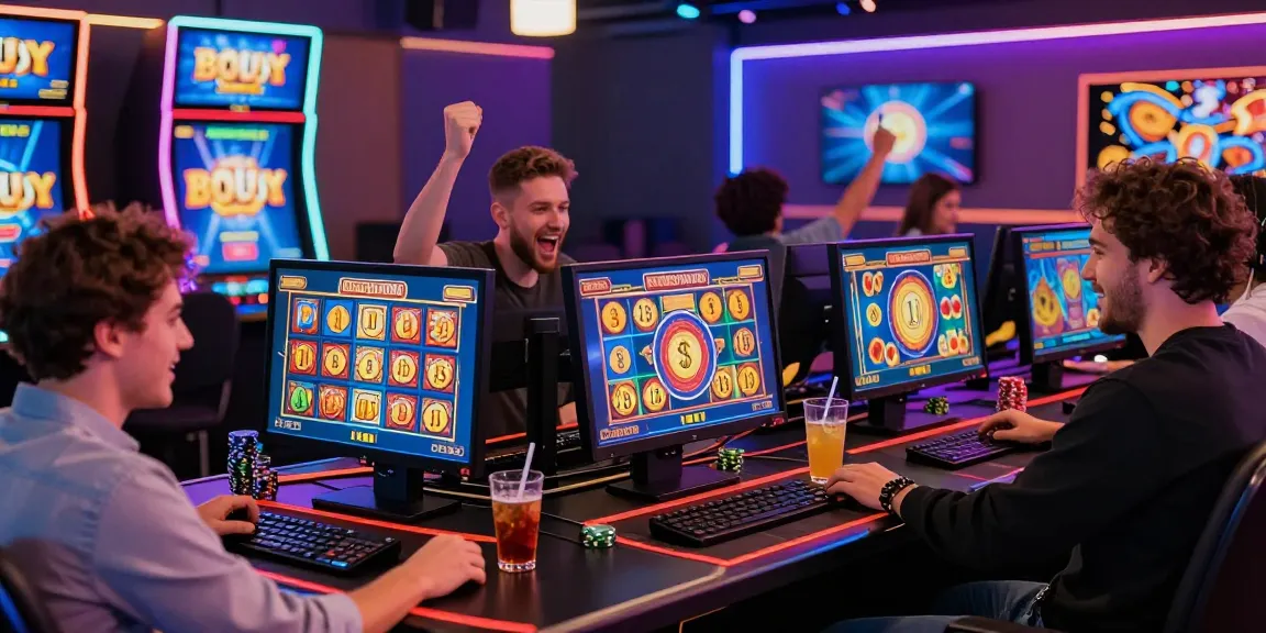 Engaged players enjoying bonus buy slots UK gameplay in a vibrant online casino atmosphere.