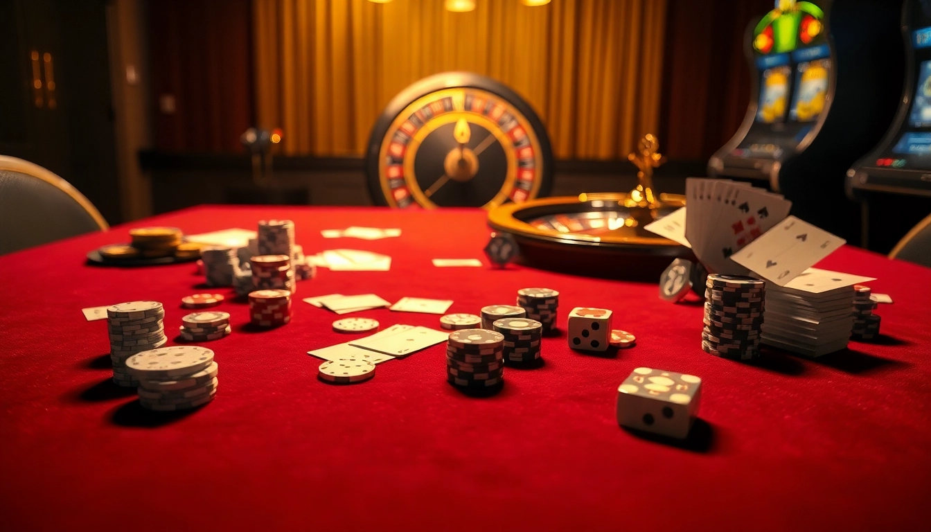 Participez à un gameplay palpitant dans un casino en ligne fiable, avec des jetons de poker vibrants et une action de roulette excitante.