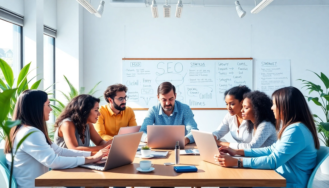 SEO Agency Clearwater team working collaboratively in a modern office setting.