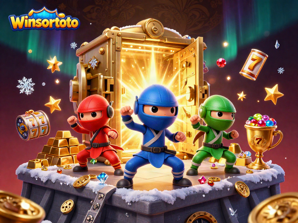 Winsortoto mengajak pemain merasakan keseruan jackpot dengan ilustrasi kartun 3D yang dinamis dan kaya detail.