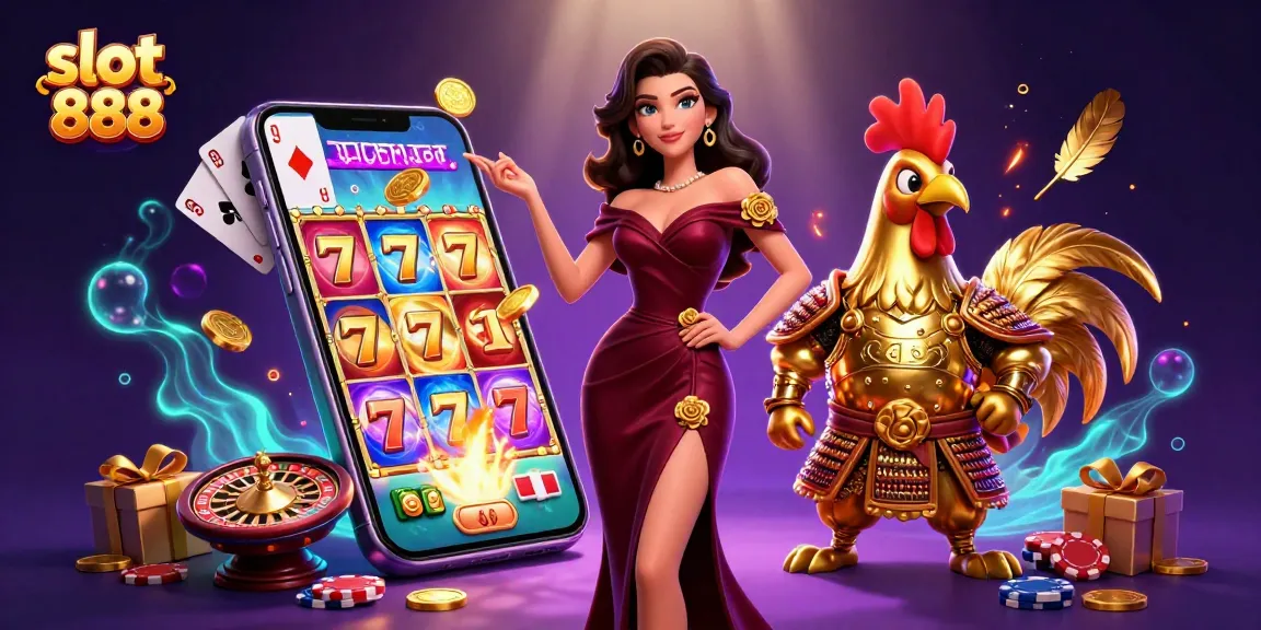 Spin and win with slot 888 in this vibrant 3D illustration of casino joy and exciting gameplay.