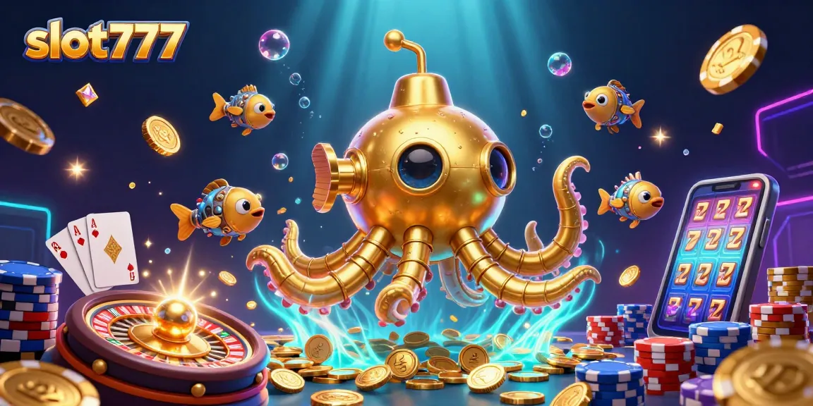 Engage with slot777 and enjoy thrilling slot games amid golden coins and vibrant casino elements.