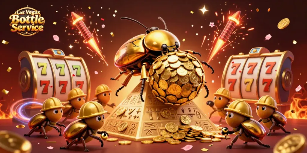 Las Vegas Bottle Service illustration showcasing vibrant casino energy with rich details and dynamic characters.