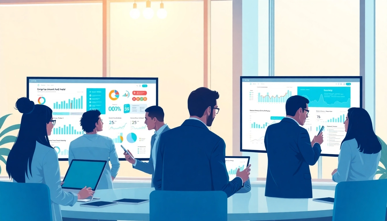 Showcase team collaboration using enterprise assistant saas in a modern office.