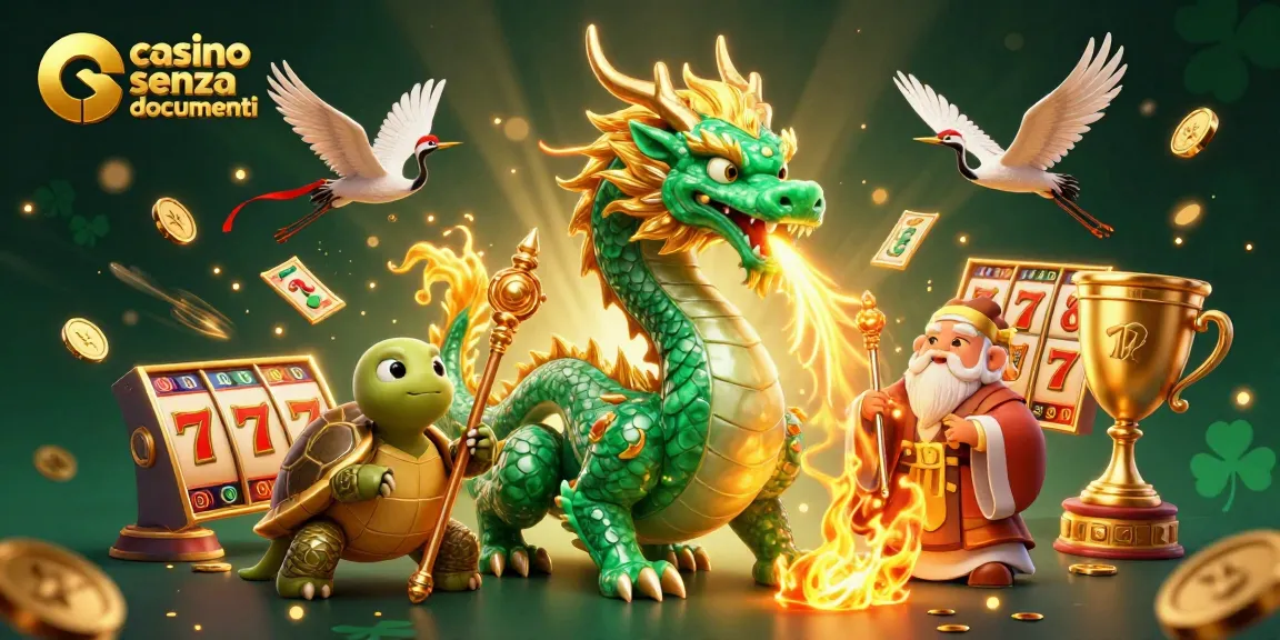 Scopri l'emozione del casino senza documenti con la nostra vibrante scena di drago e tartaruga.