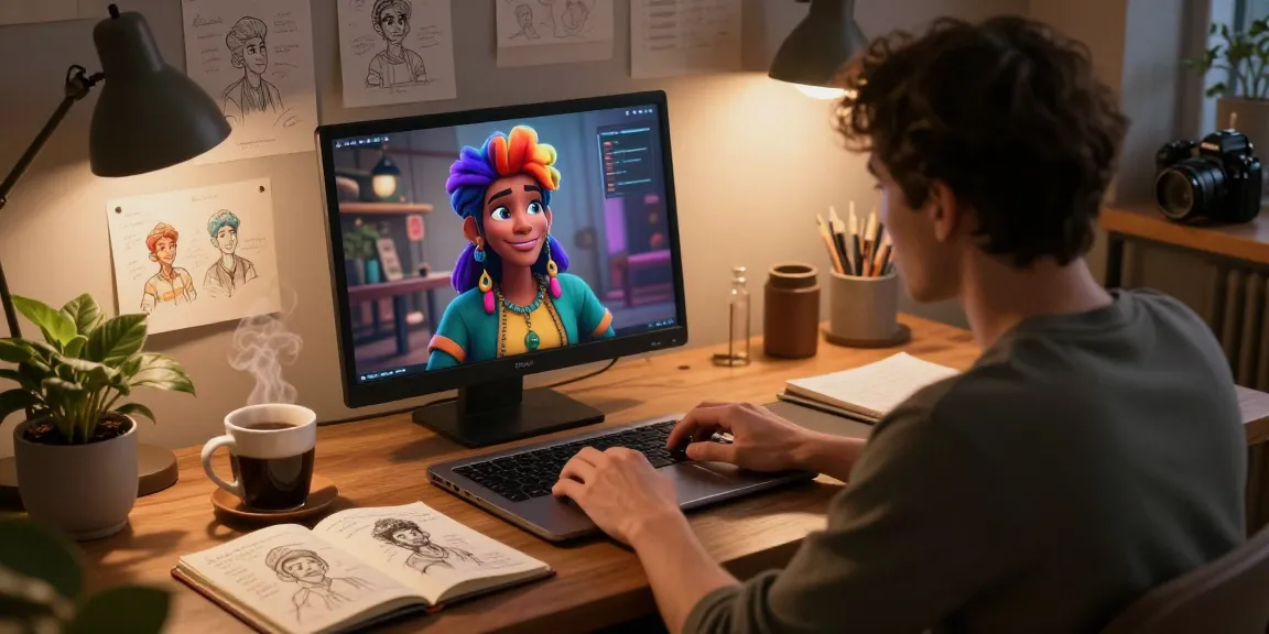 Engaging in tavern ai conversations with creative digital characters in a cozy workspace.