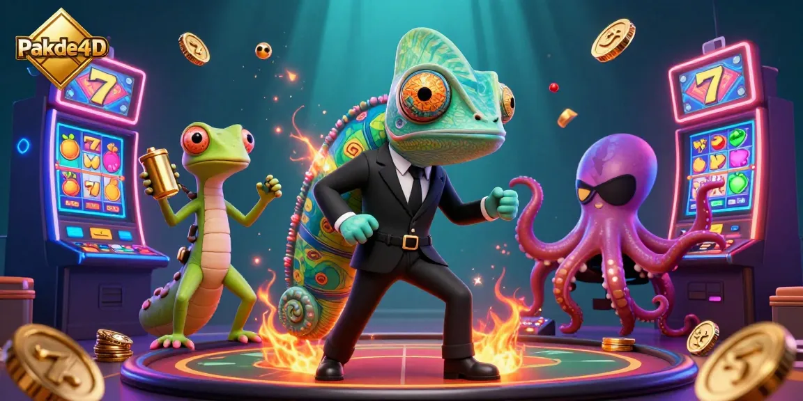 Play exciting slots at Pakde4D with a vibrant casino atmosphere featuring colorful game elements.