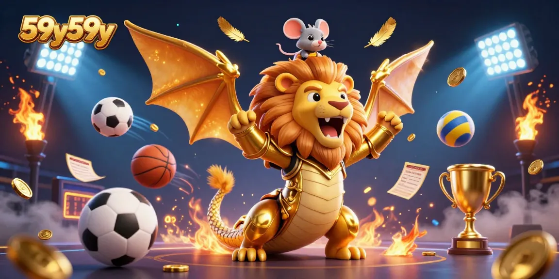 Experience thrilling sports action with 59y59y, showcasing a golden chimera and dynamic betting elements.