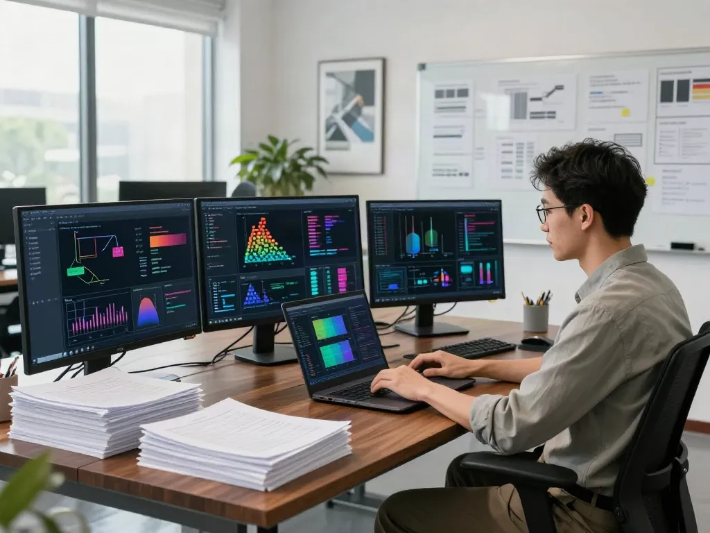 Data scientist uses AI training data workspace to find AI datasets efficiently.