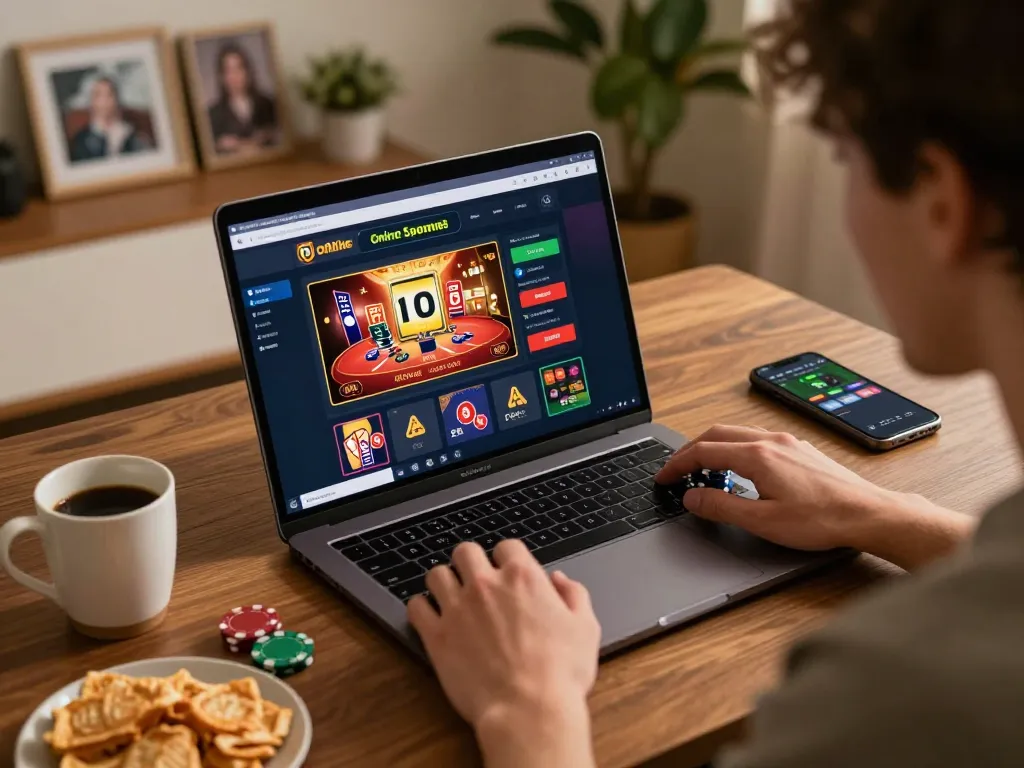 Engaging with online casino strategies at home using rr88co on a laptop and smartphone