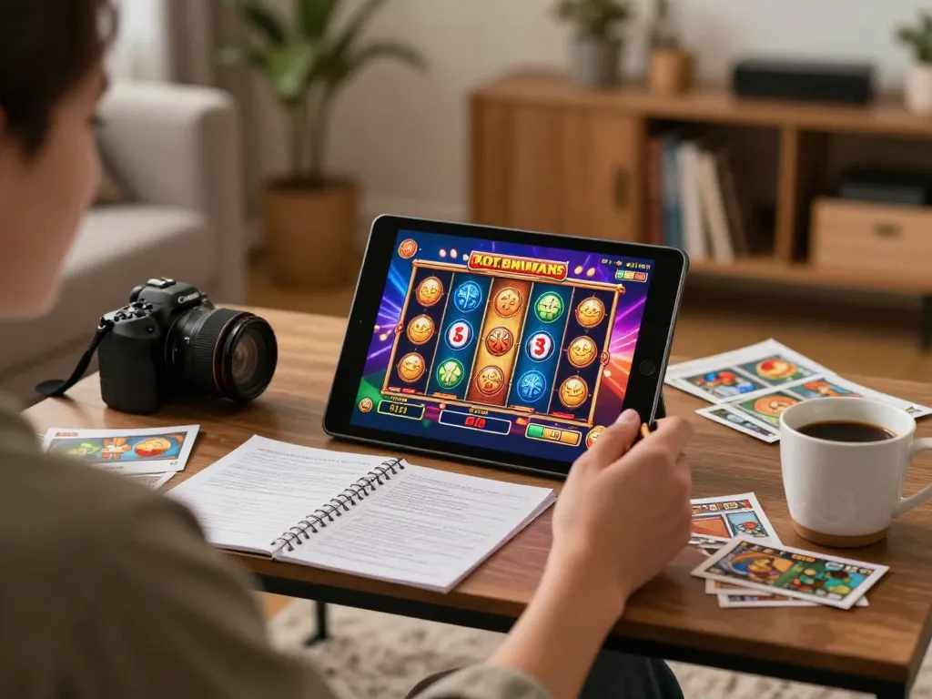 Pemain DASI4D terlibat dalam permainan slot online, menunjukkan gameplay strategis dan suasana nyaman