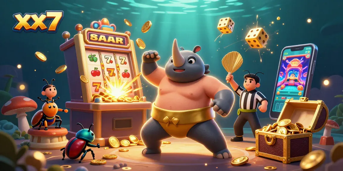 Experience the thrill with xx7 as the sumo beetle stomps, coins and jackpots fly in vibrant casino action.