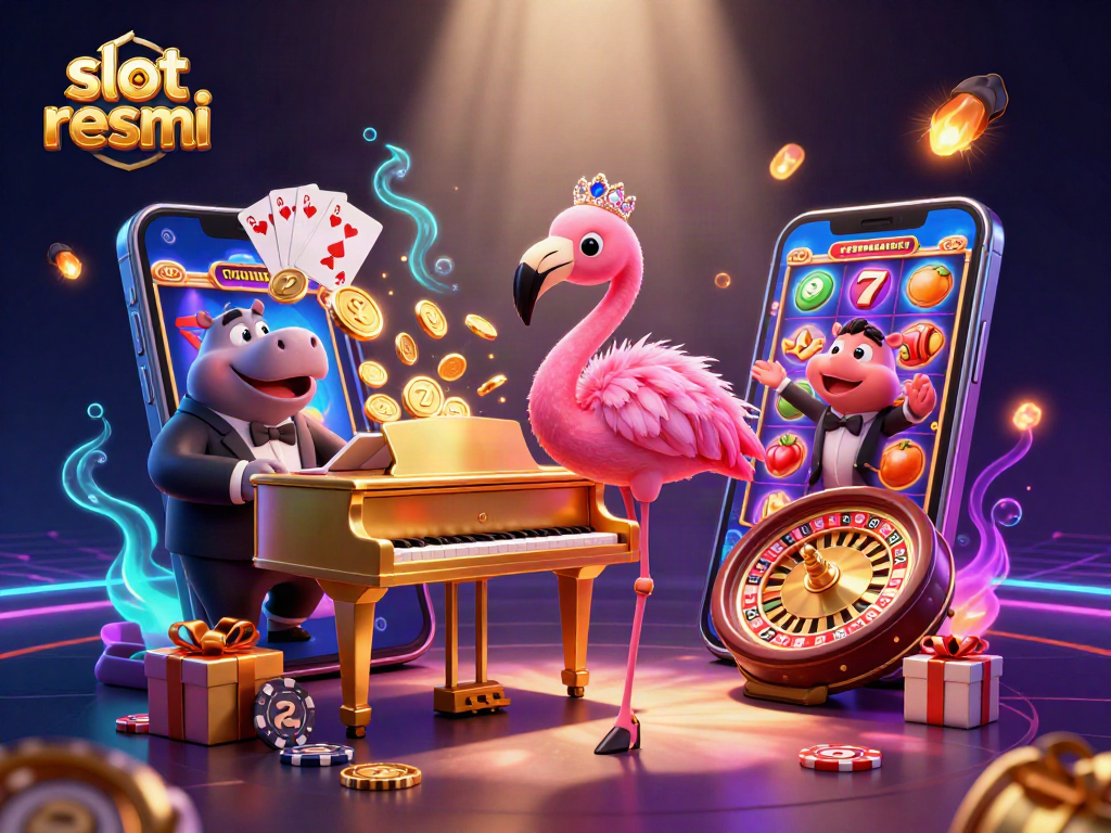 Spin vibrant slot resmi reels surrounded by lively casino characters and exciting game elements.