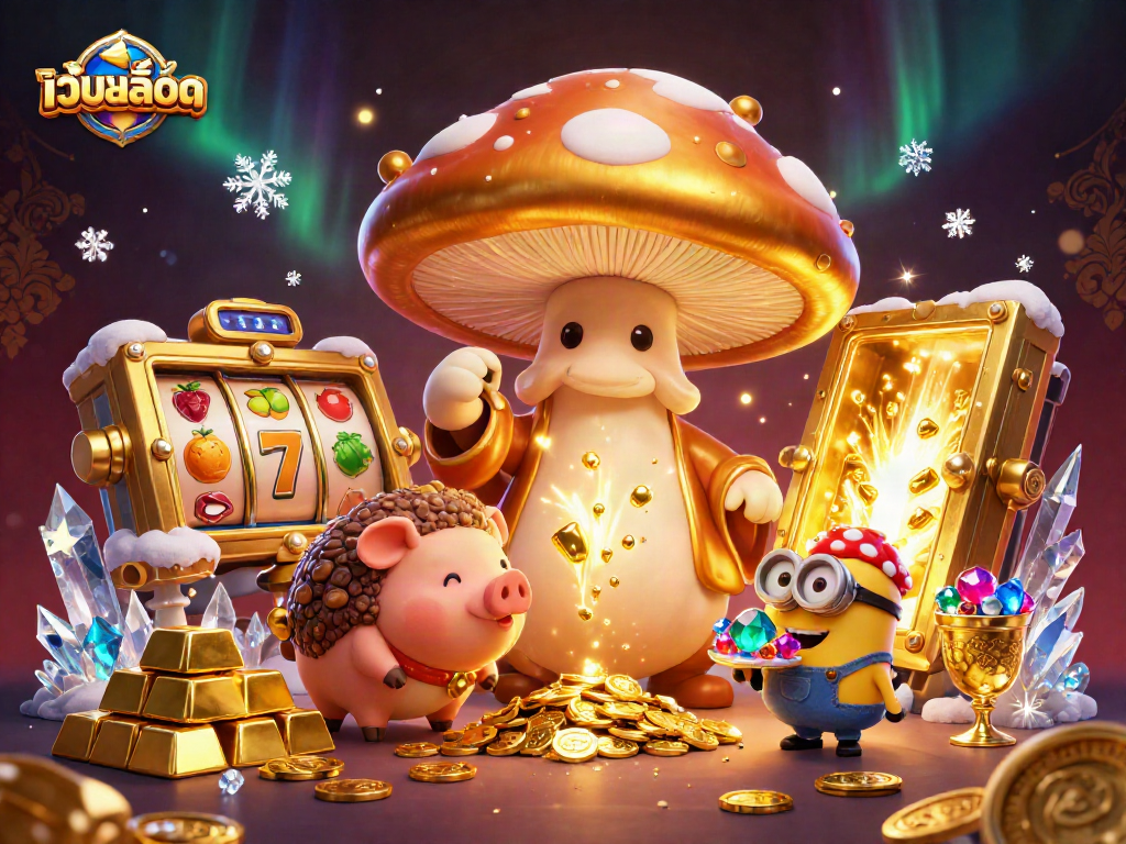 Engage in เว็บสล็อต adventures with this magical 3D illustration featuring a wizard and treasure-seeking elements.